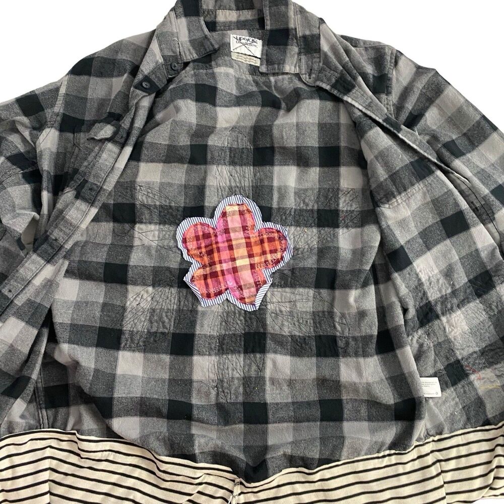 Flannel Shirt Women XL Shacket Flower Grunge Camp Rock Country Festival Upcycled - Picture 5 of 16